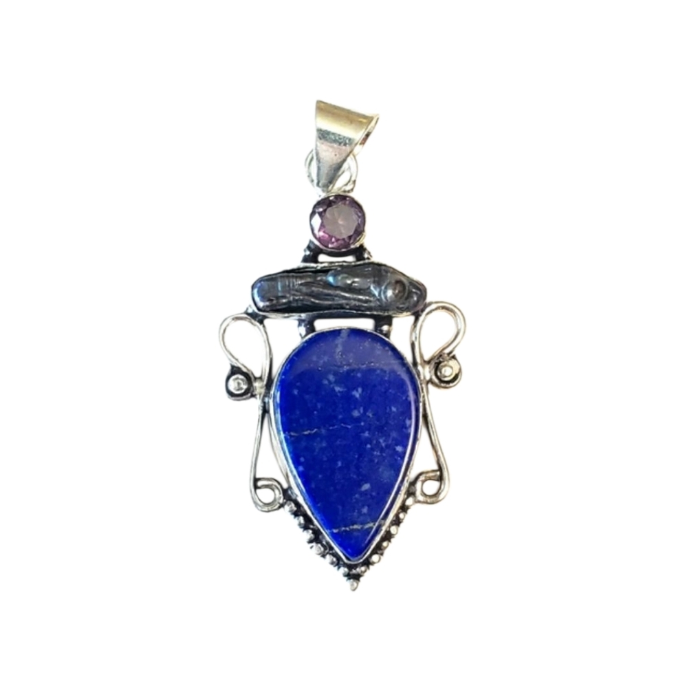 Silver S925 with Natural stone and Natural pearl Pendant